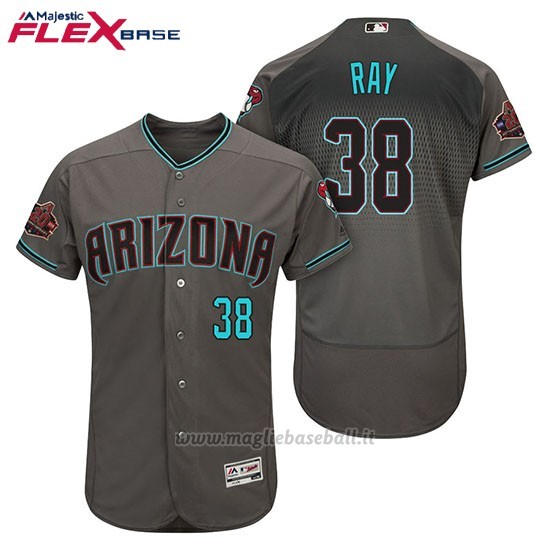 Maglia Baseball Uomo Arizona Diamondbacks 38 Robbie Ray Grigio Aqua Alterner 20 Anniversario Flex Base